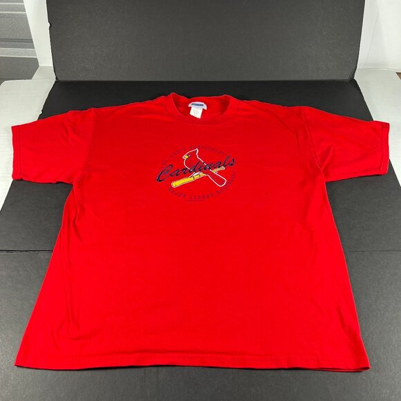 Y2K CSA MLB St Louis Cardinals Baseball Shirt Extra Large Red Embroidered Tee - Picture 1 of 14